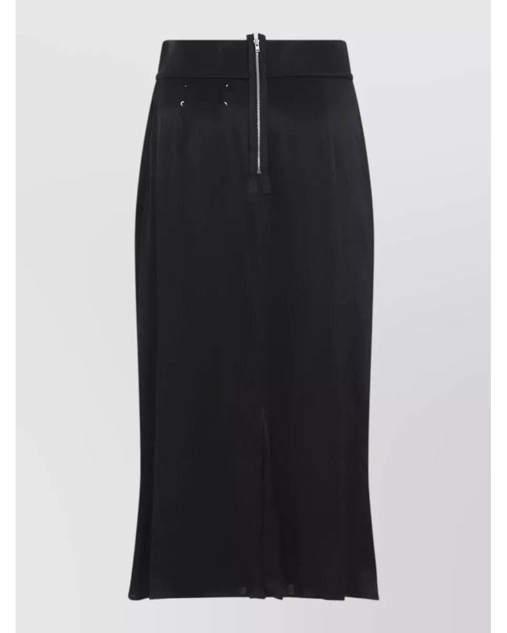 Maison Margiela Blue Silk Satin High-Rise Midi Skirt