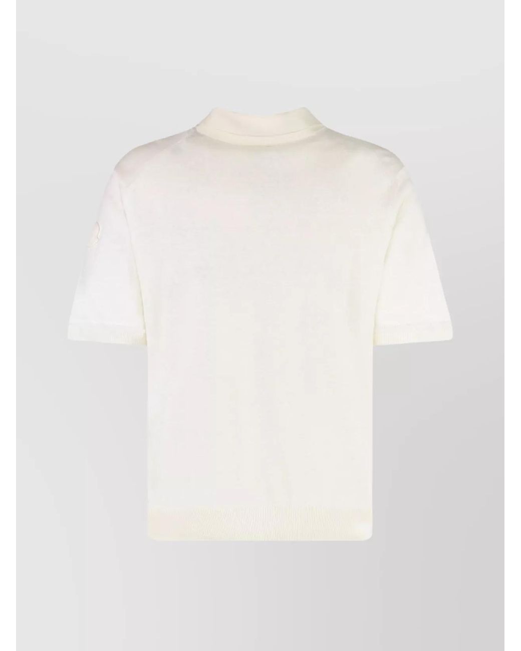 Moncler White Silk Linen Short Sleeve Polo Shirt for men