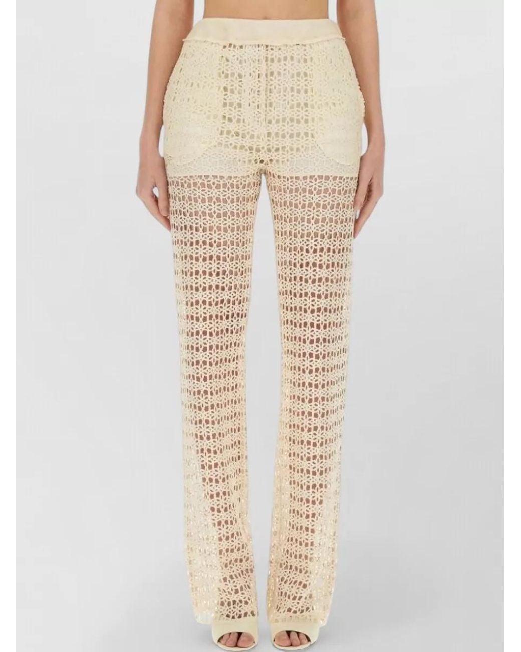Alysi Natural Macramé Wide-Leg Trousers