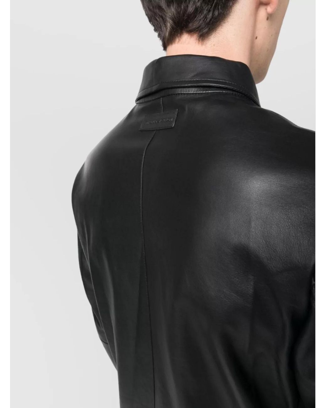 Emporio Armani Black Lambskin Leather Jacket for men