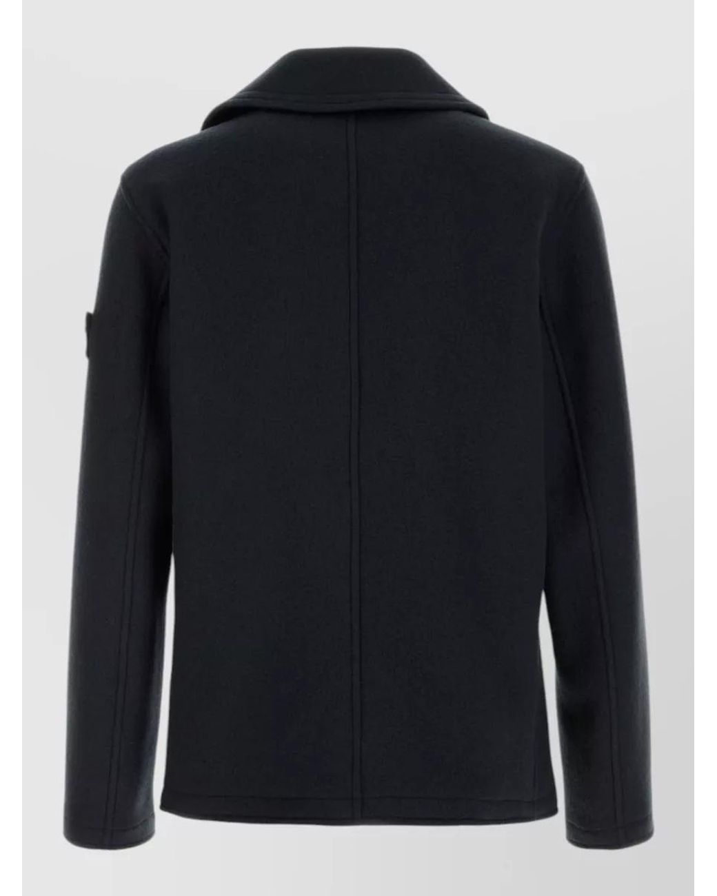 Stone Island Blue Cashmere Wool Double-Breasted Peacoat for men