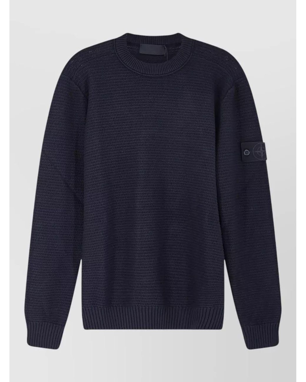 Stone Island Blue Cashmere-Blend Knitted Crew-Neck Long-Sleeve Jumper for men
