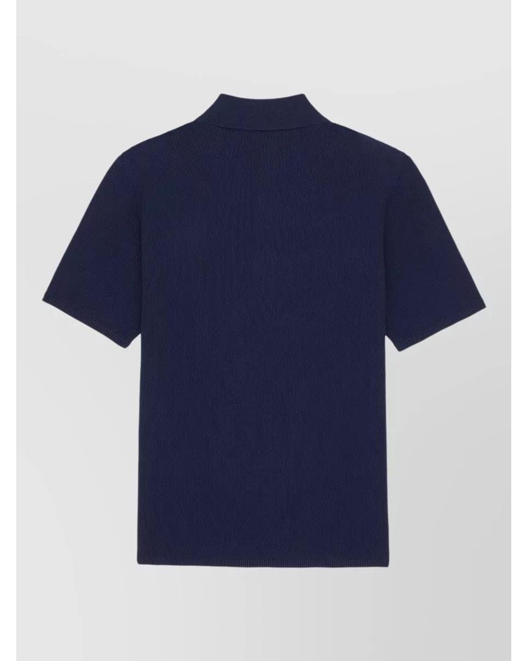 Saint Laurent Blue Ribbed Trim Cotton Short-Sleeve Polo Shirt for men
