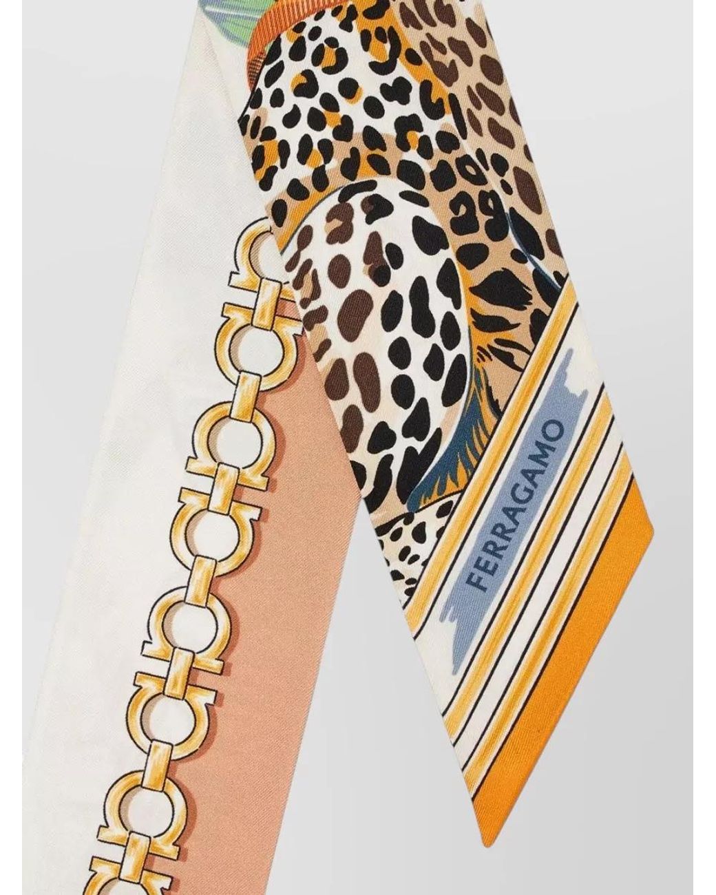 Ferragamo White Silk Printed Mini Bandeau