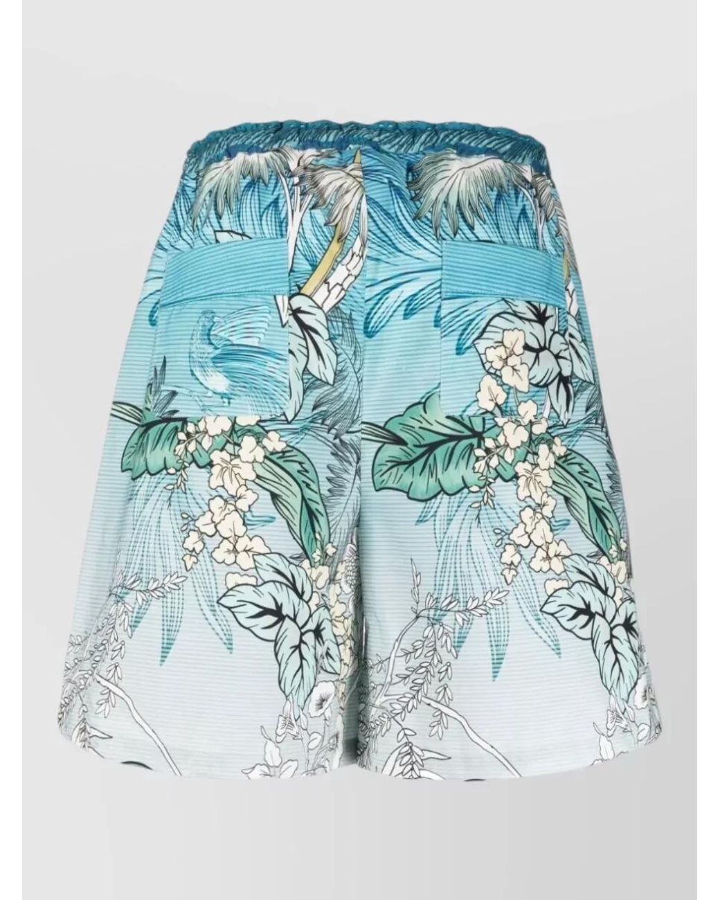 F.R.S For Restless Sleepers Blue Printed Cotton Knee-Length Shorts