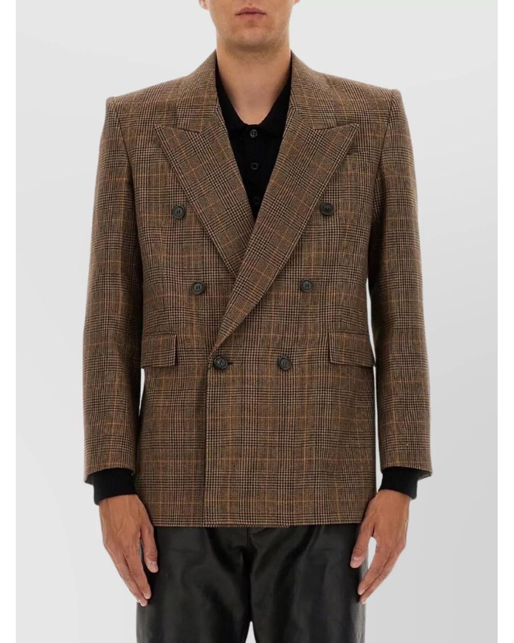 Saint Laurent Multicolor Cashmere Wool Double-Breasted Blazer for men