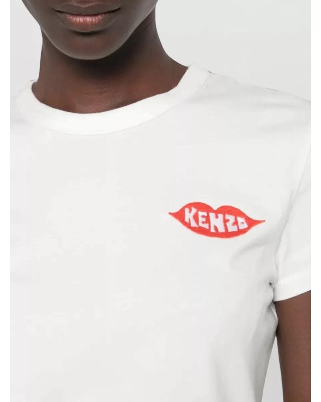 KENZO White Embroidered Cotton T-Shirt