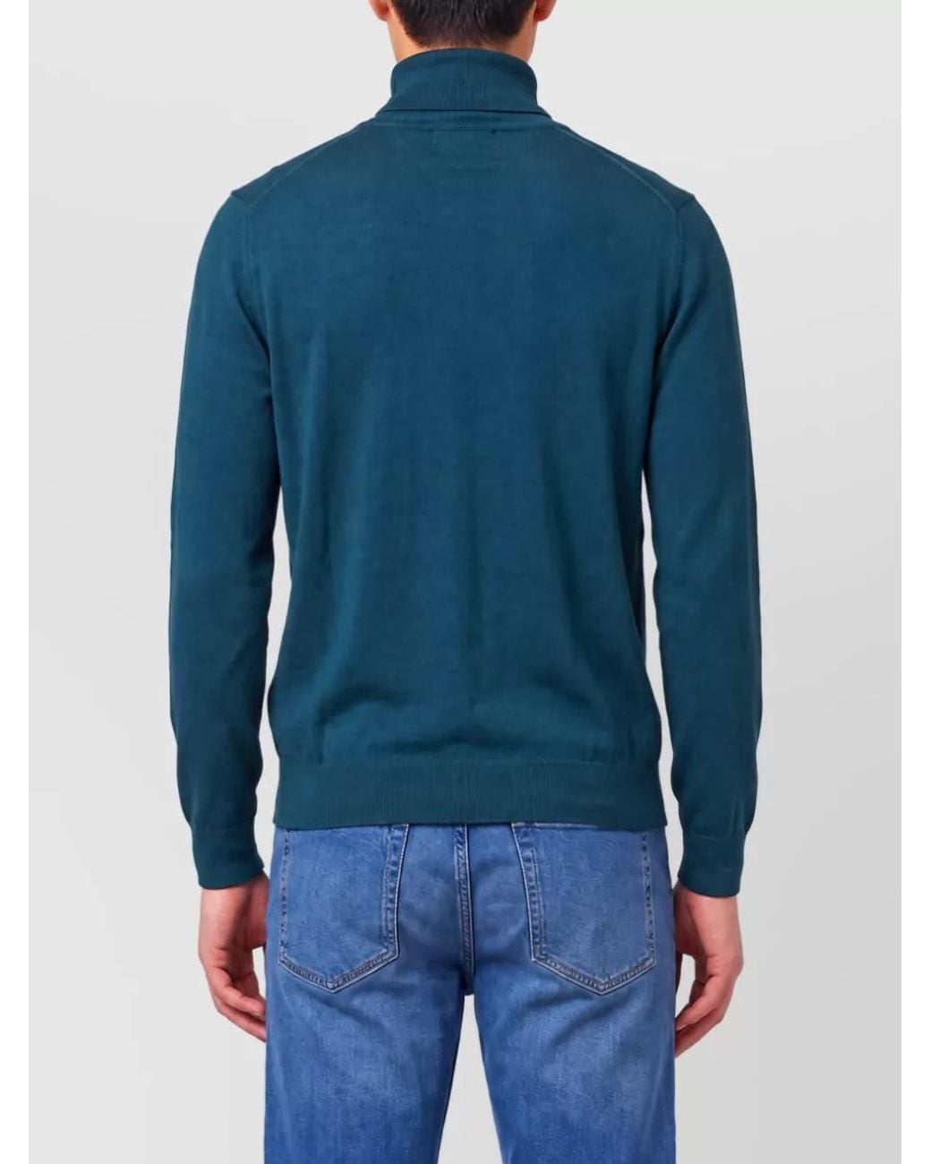 John Smedley Blue Merino Wool Roll Neck Regular-Fit Jumper for men