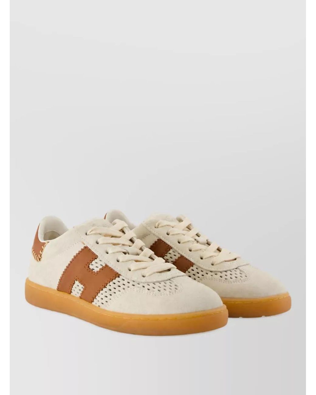 Hogan Natural Leather Lace-Up Sneakers