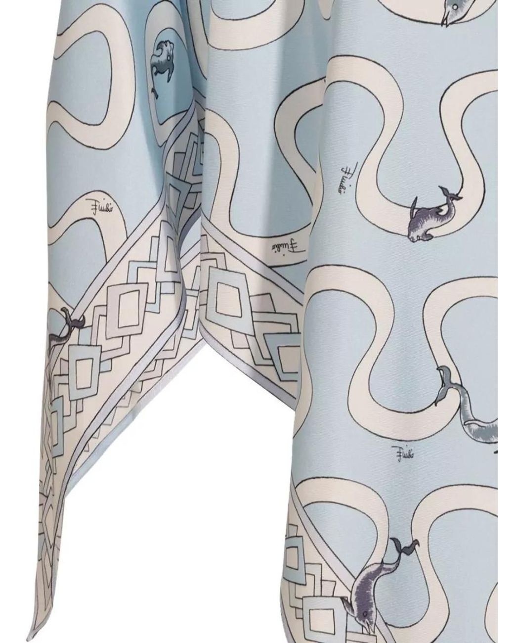 Emilio Pucci Blue Silk Printed Blouse