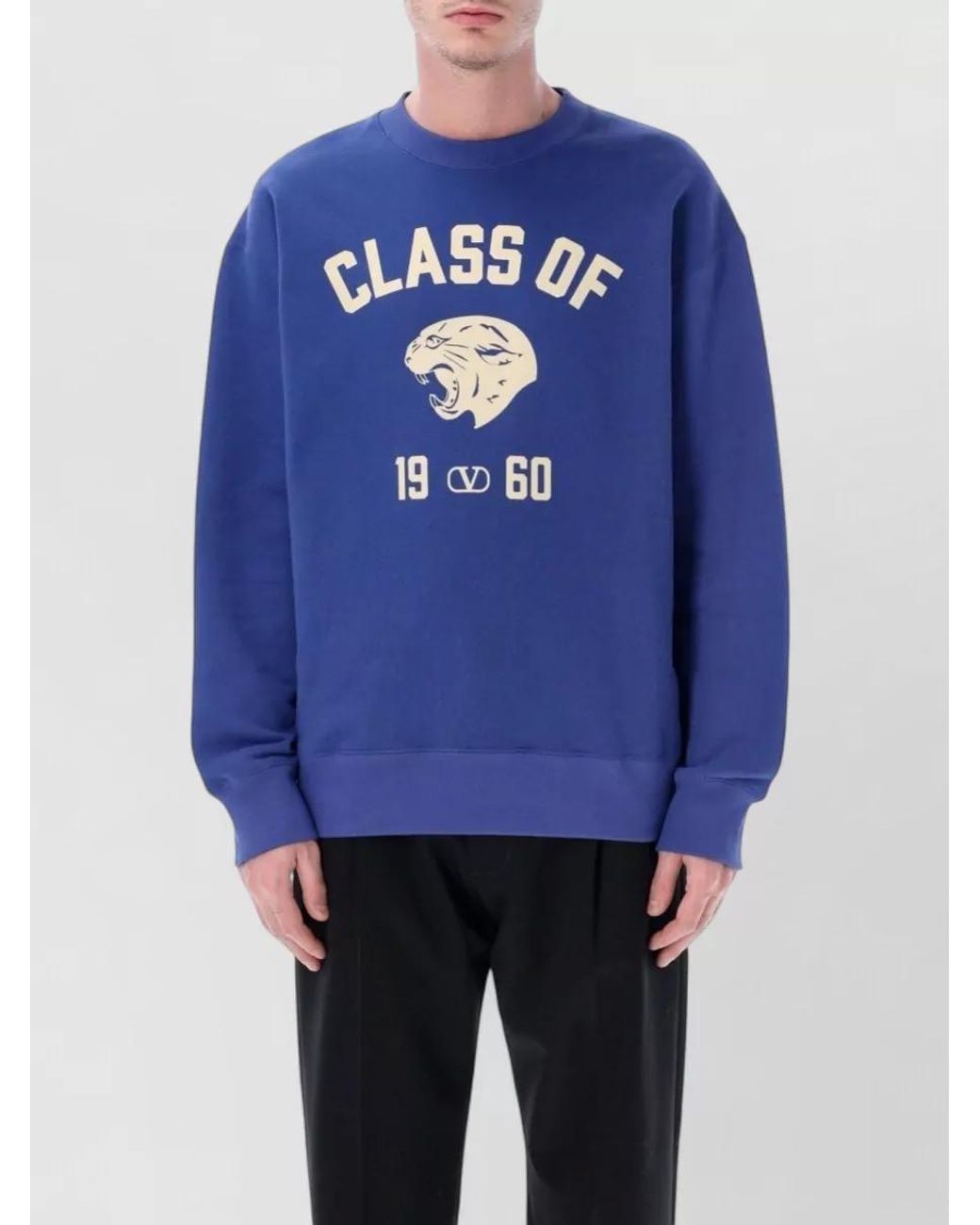 Valentino Garavani Blue Cotton Panther Print Regular-Fit Sweatshirt for men