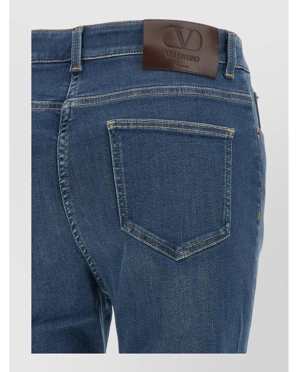 Valentino Garavani Blue Lace Insert High-Rise Skinny Jeans