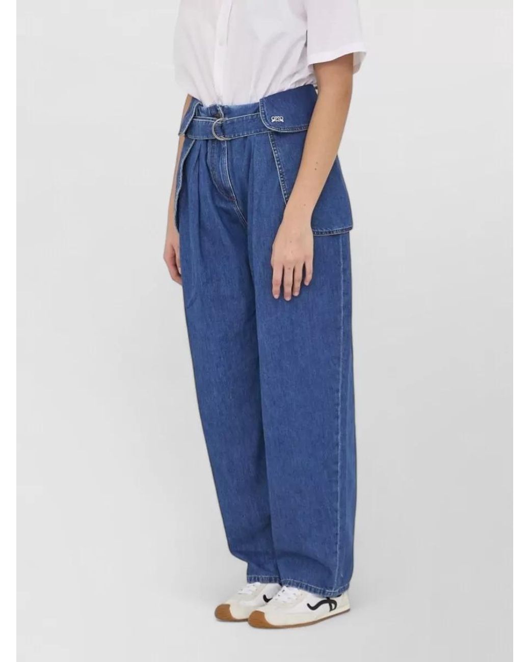 Loewe Blue Denim High-Rise Wide-Leg Cargo Trousers