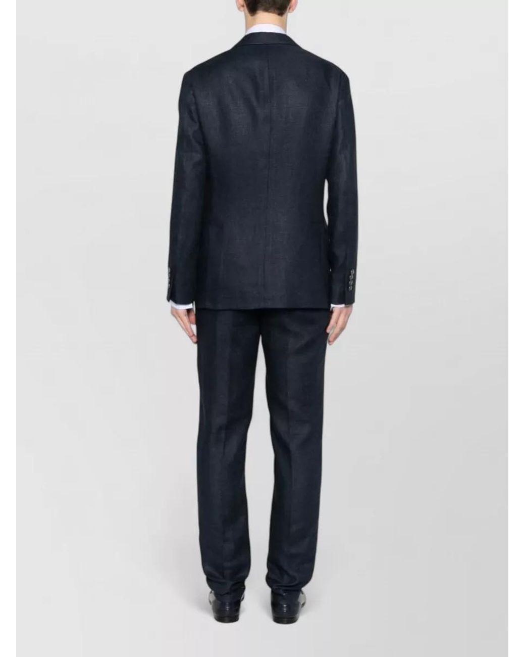 Brunello Cucinelli Blue Silk Linen Wool Single-Breasted Suit for men