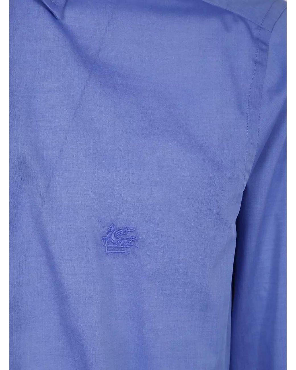Etro Blue Cotton Classic Shirt for men