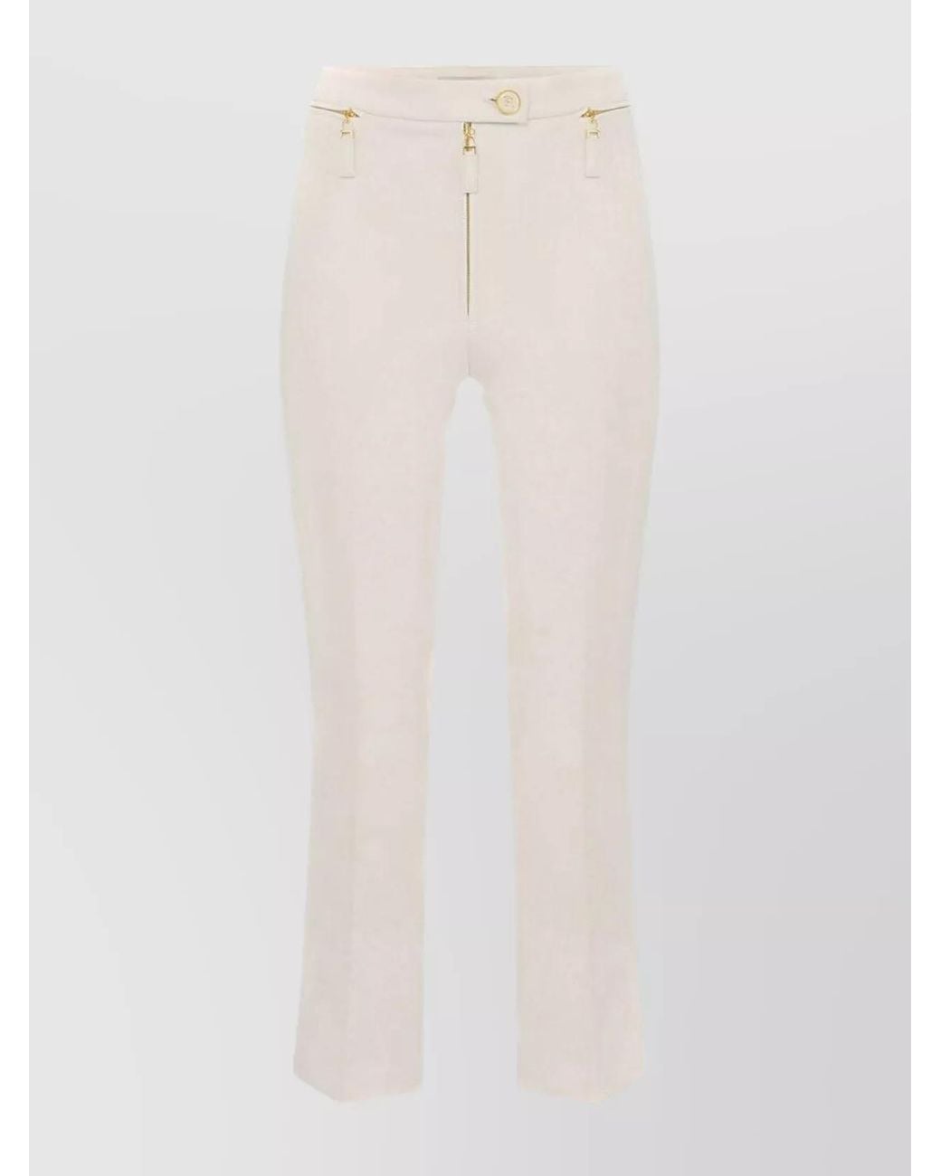 Elisabetta Franchi White Cropped Crepe Tailored Trousers
