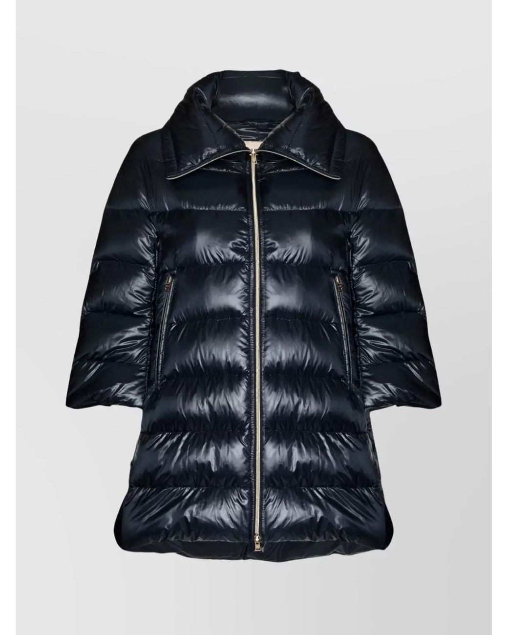 Herno Blue Down A-Line Midi Puffer Jacket