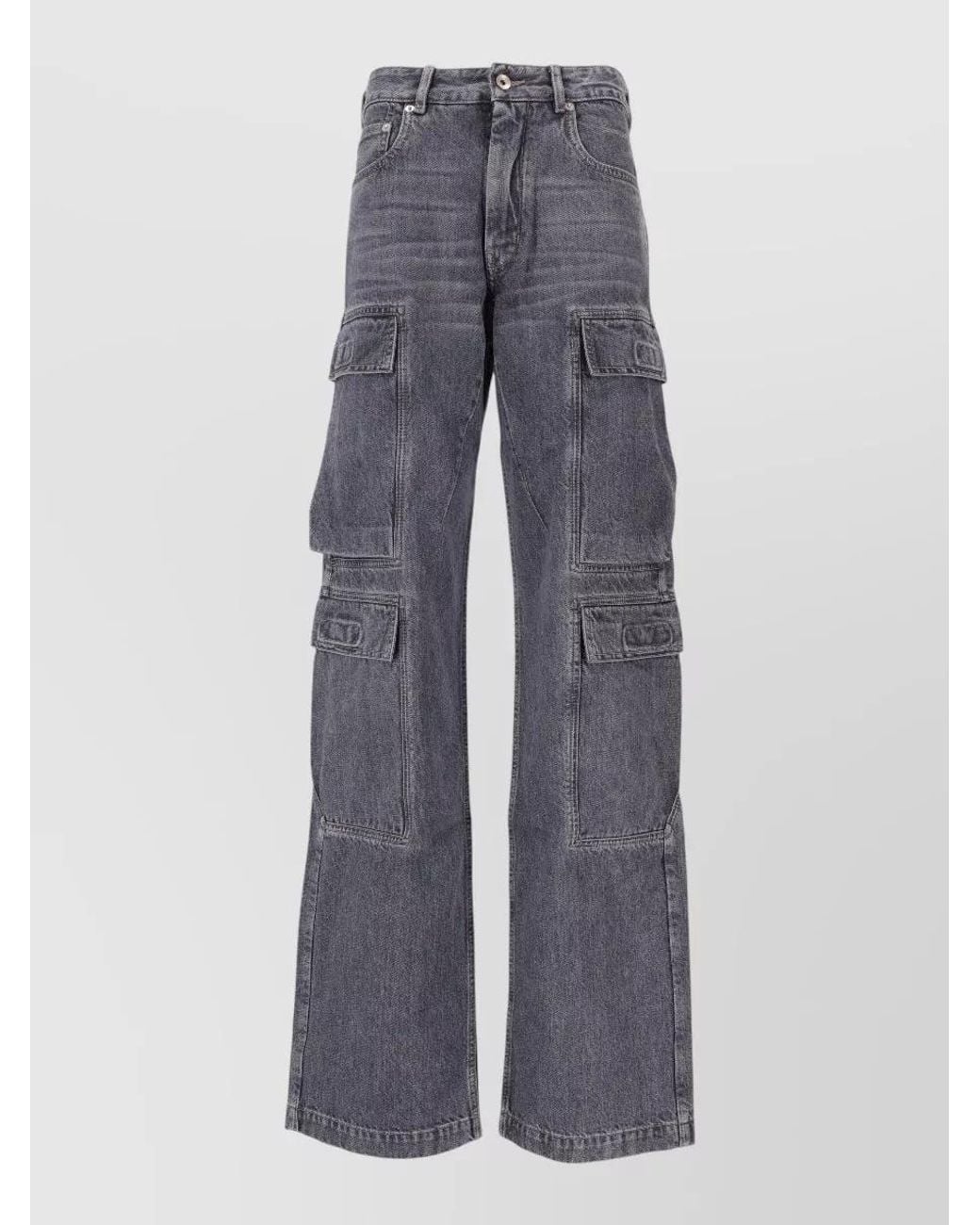 Rick Owens Gray Cotton Wide-Leg Cargo Jeans