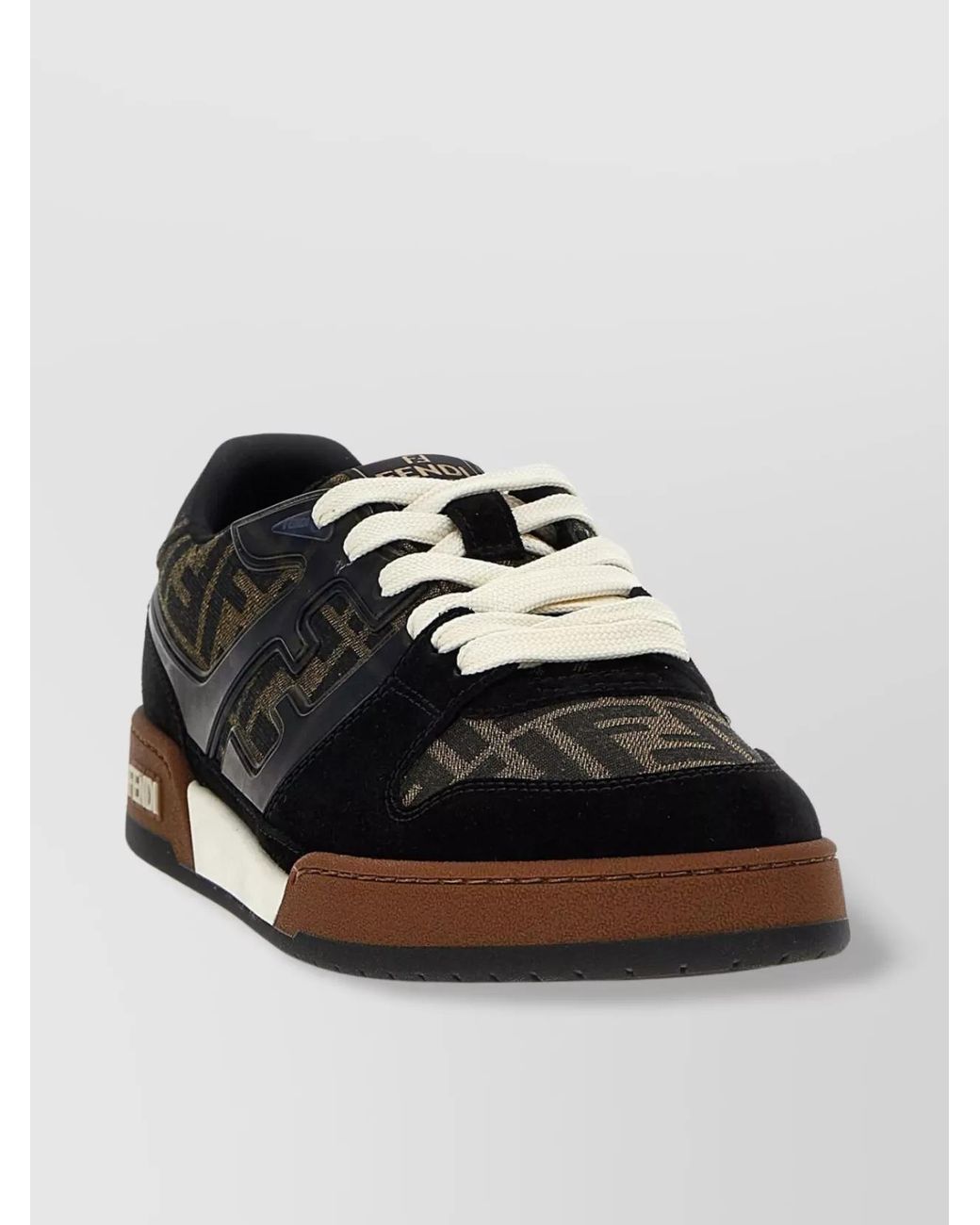 Fendi Black Jacquard Low-Top Sneakers for men
