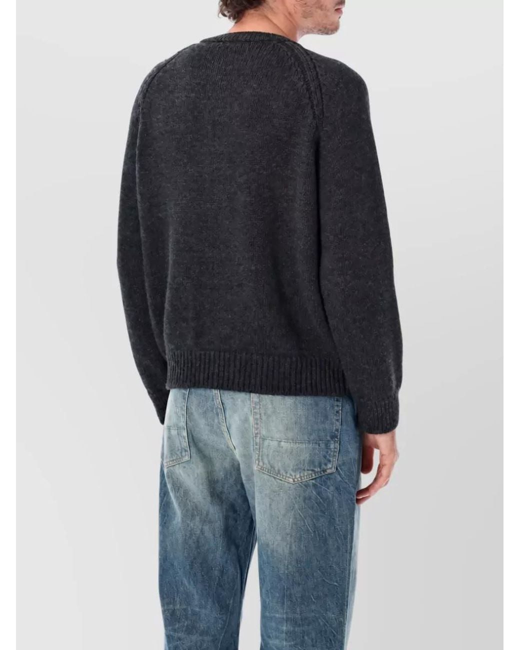 Our Legacy Black Merino Wool Henley Sweater for men