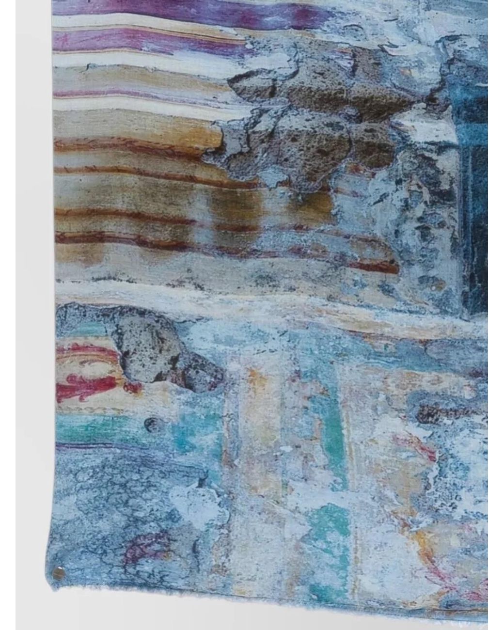 Faliero Sarti Blue Modal Cashmere Graphic Print Frayed-Edge Scarf