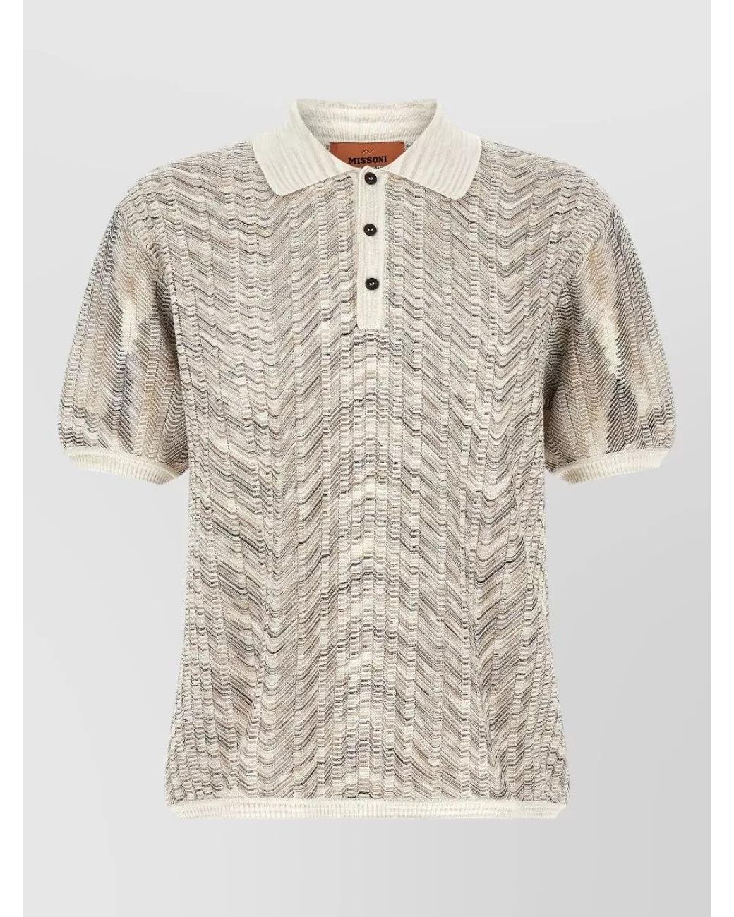 Missoni Natural Zigzag Knit Short-Sleeve Polo Shirt for men
