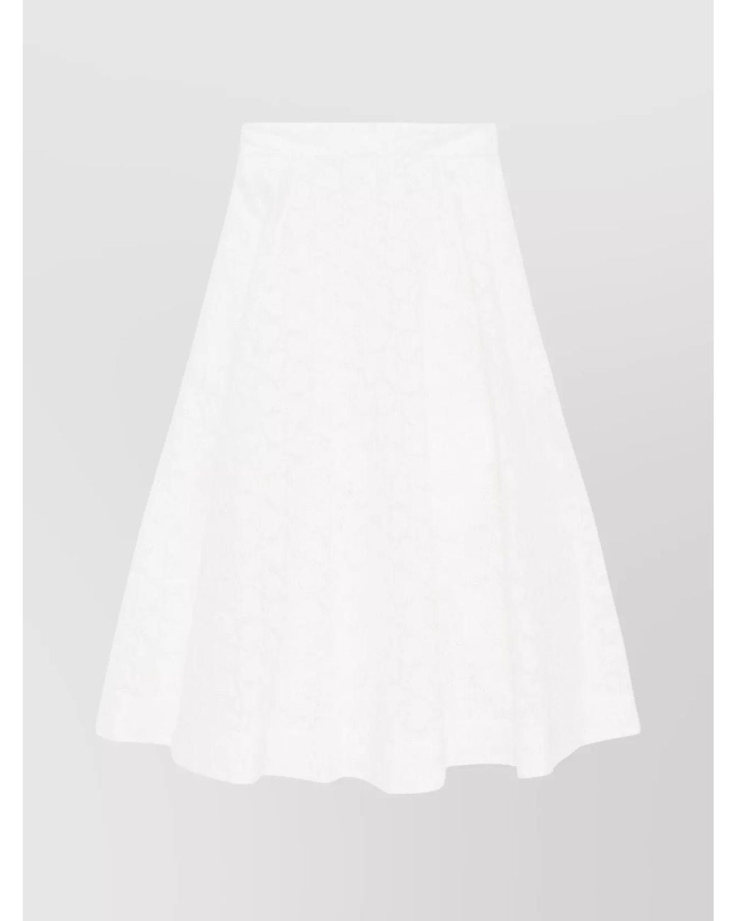 Zimmermann White Crush Cotton Midi Skirt