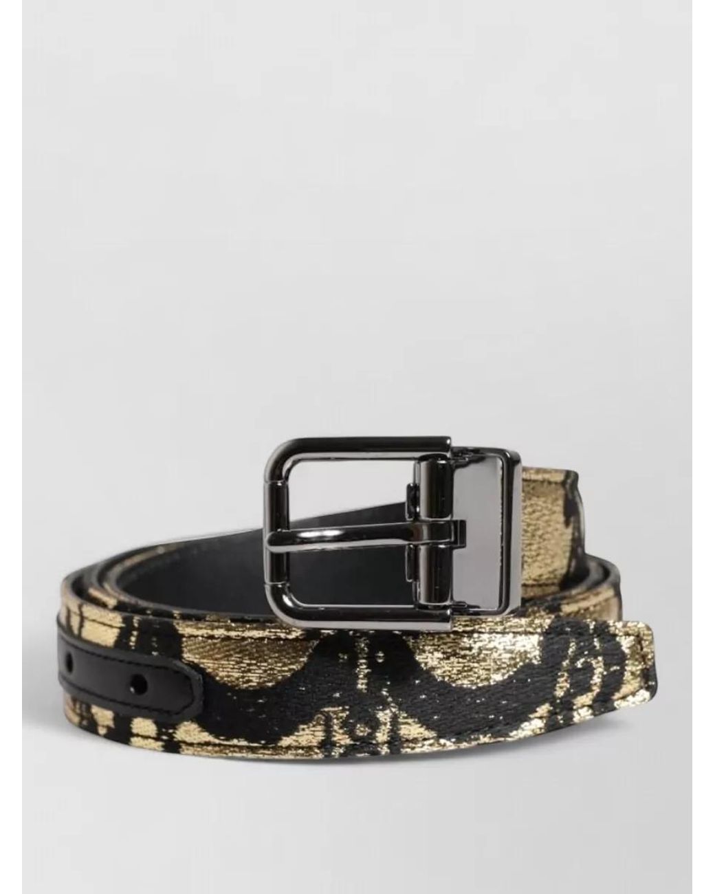 Dolce & Gabbana Black Jacquard Leather Belt for men