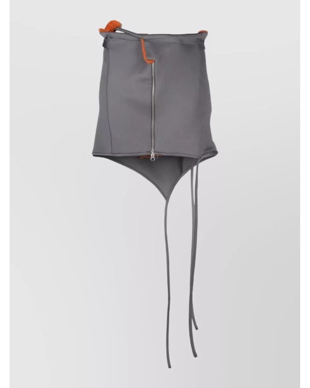 OTTOLINGER Gray Asymmetric Faux Fur Trim Mini Skirt