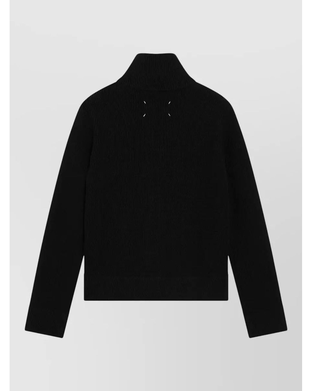 Maison Margiela Black Ribbed Zip-Up Cardigan