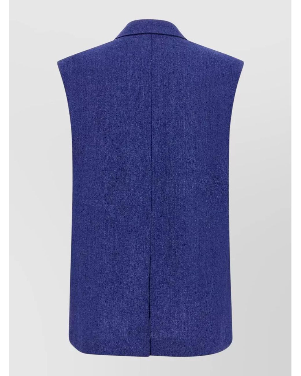 Max Mara Blue Linen Double-Breasted Waistcoat