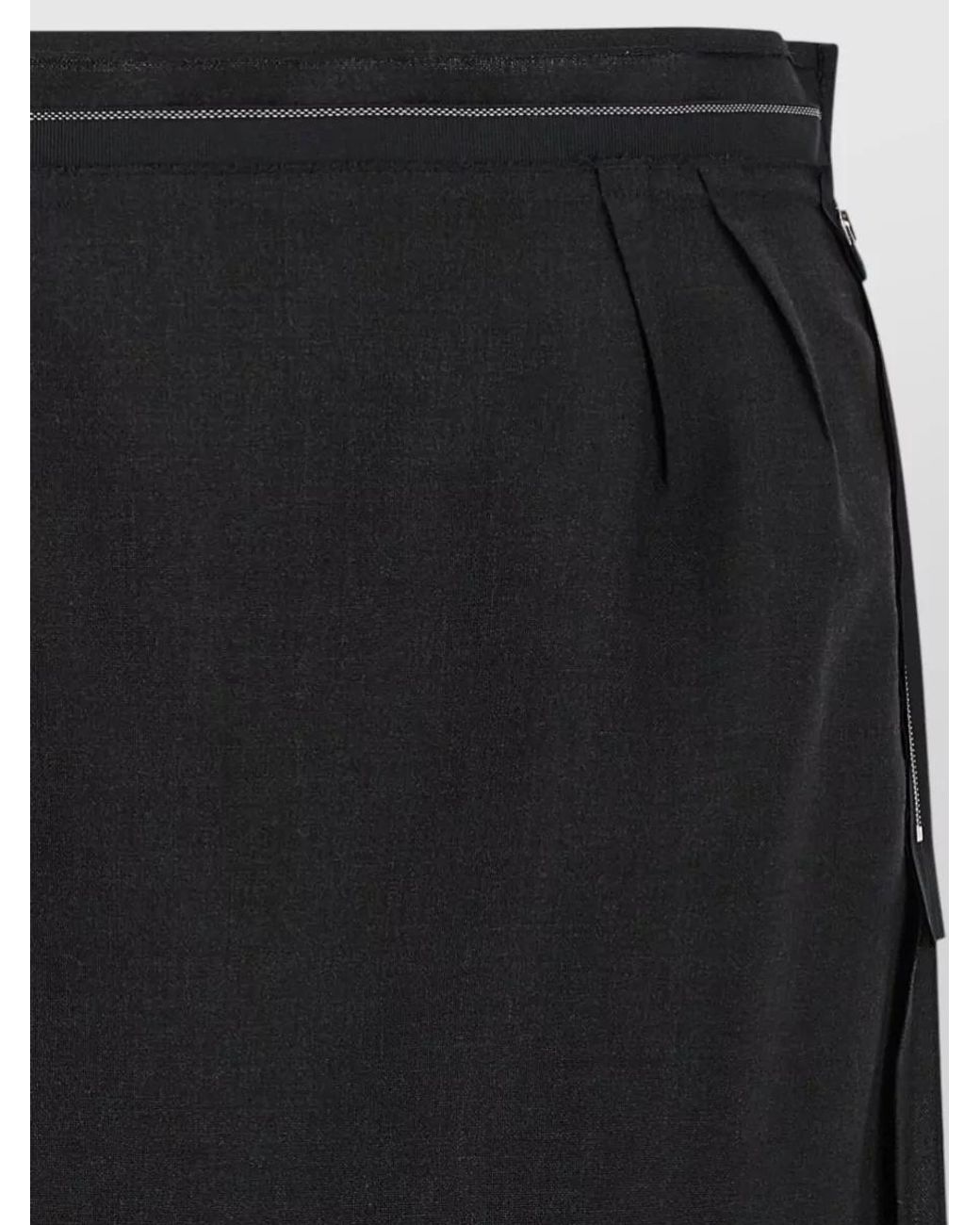 Maison Margiela Black Virgin Wool Pleated Midi Skirt