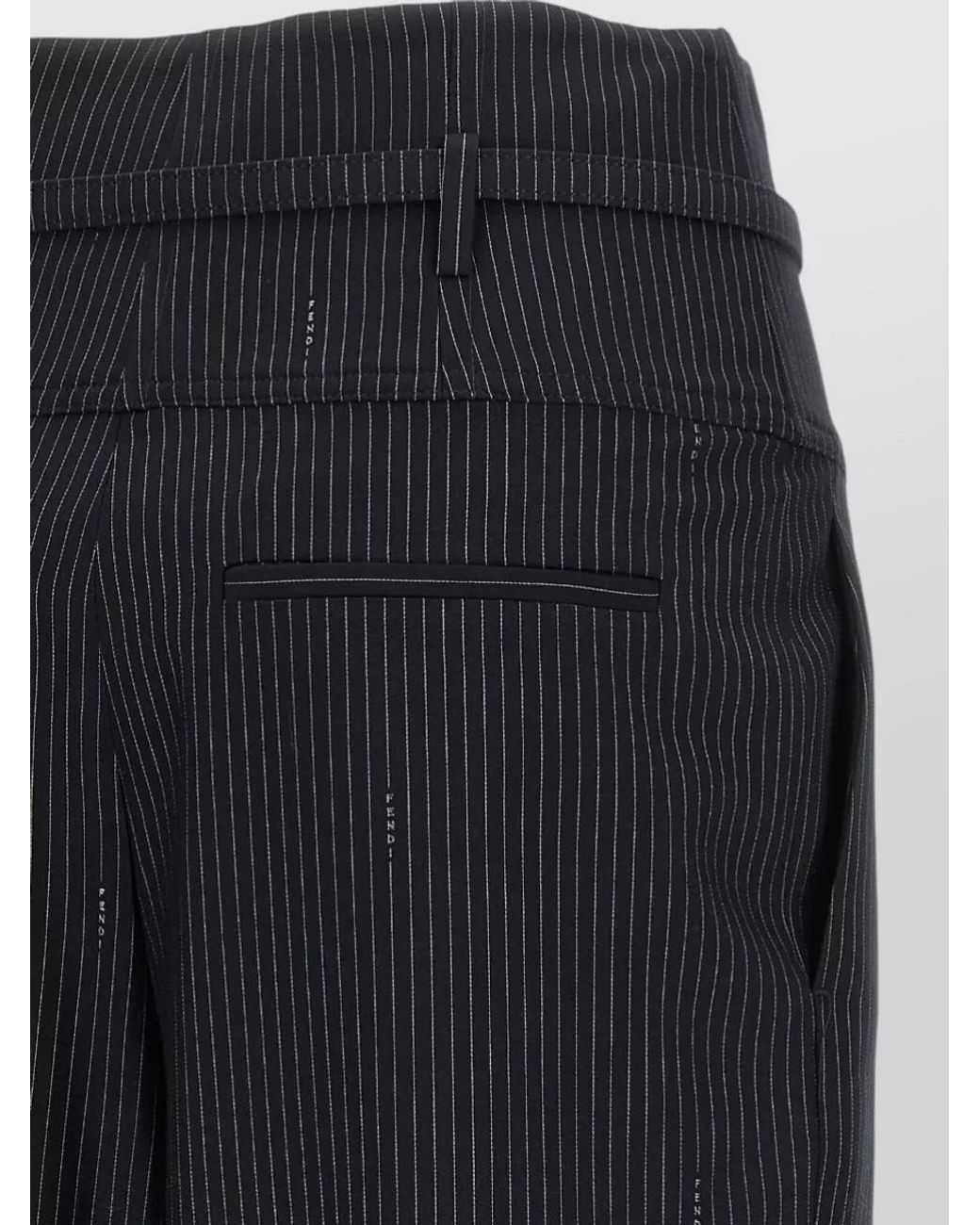 Fendi Blue Pinstripe Wide-Leg Trousers