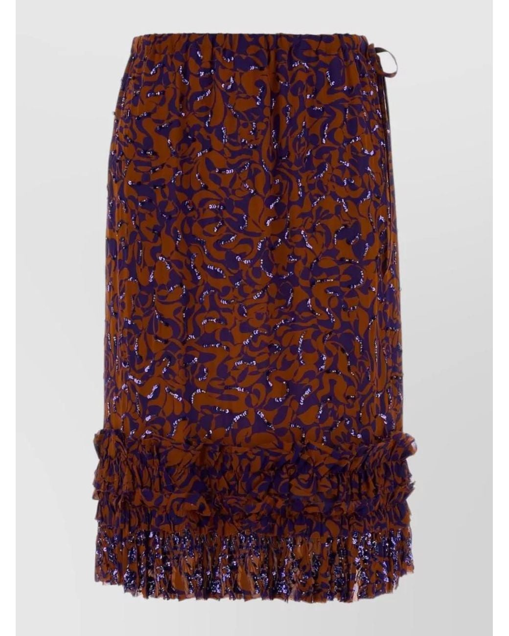 Dries Van Noten Purple Printed Straight Skirt
