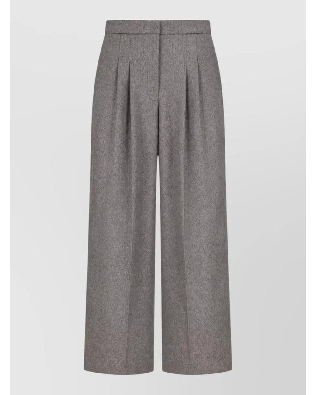 PT Torino Gray Cashmere Wide-Leg Trousers