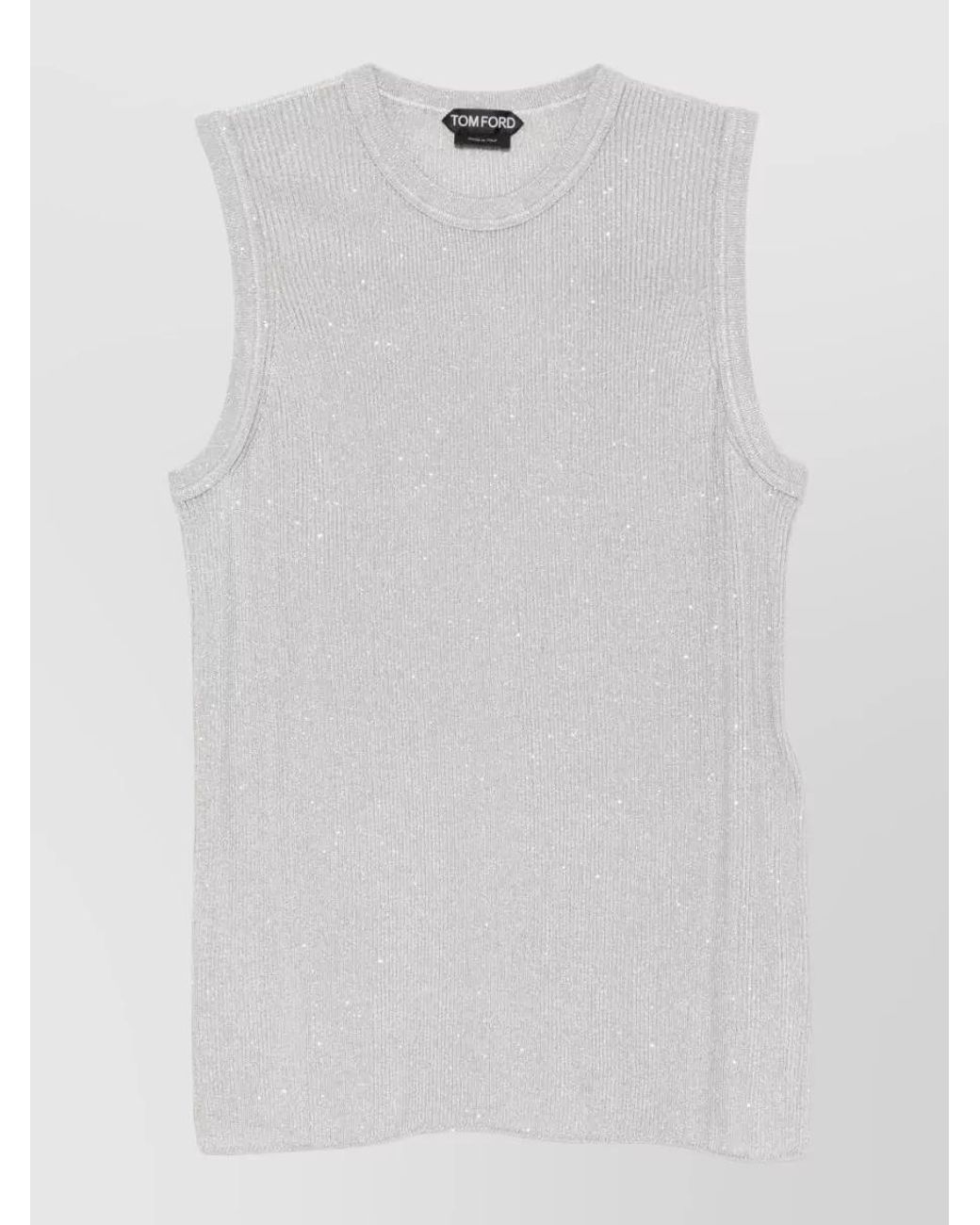 Tom Ford White Sequined Sleeveless Top