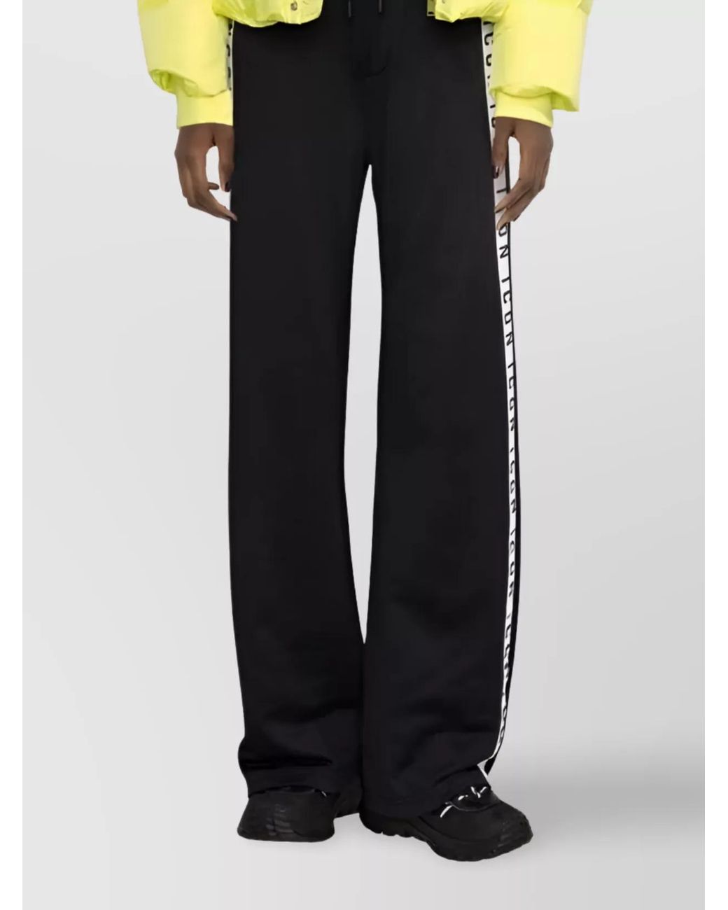 DSquared² Black Logo-Tape Wide-Leg Track Pants