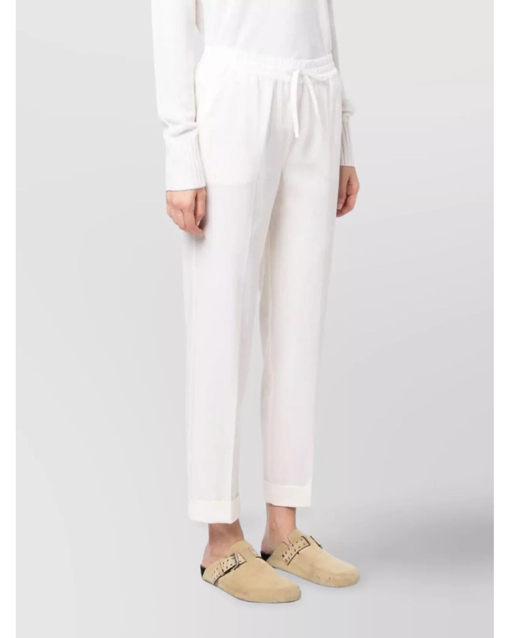 P.A.R.O.S.H. White Wool Mid-Rise Tapered Track Pants