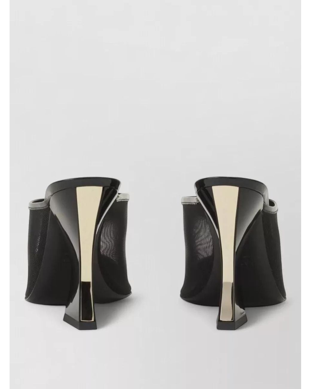 Lanvin Gray Mesh Mule Pumps Pointed Toe Geometric Heel