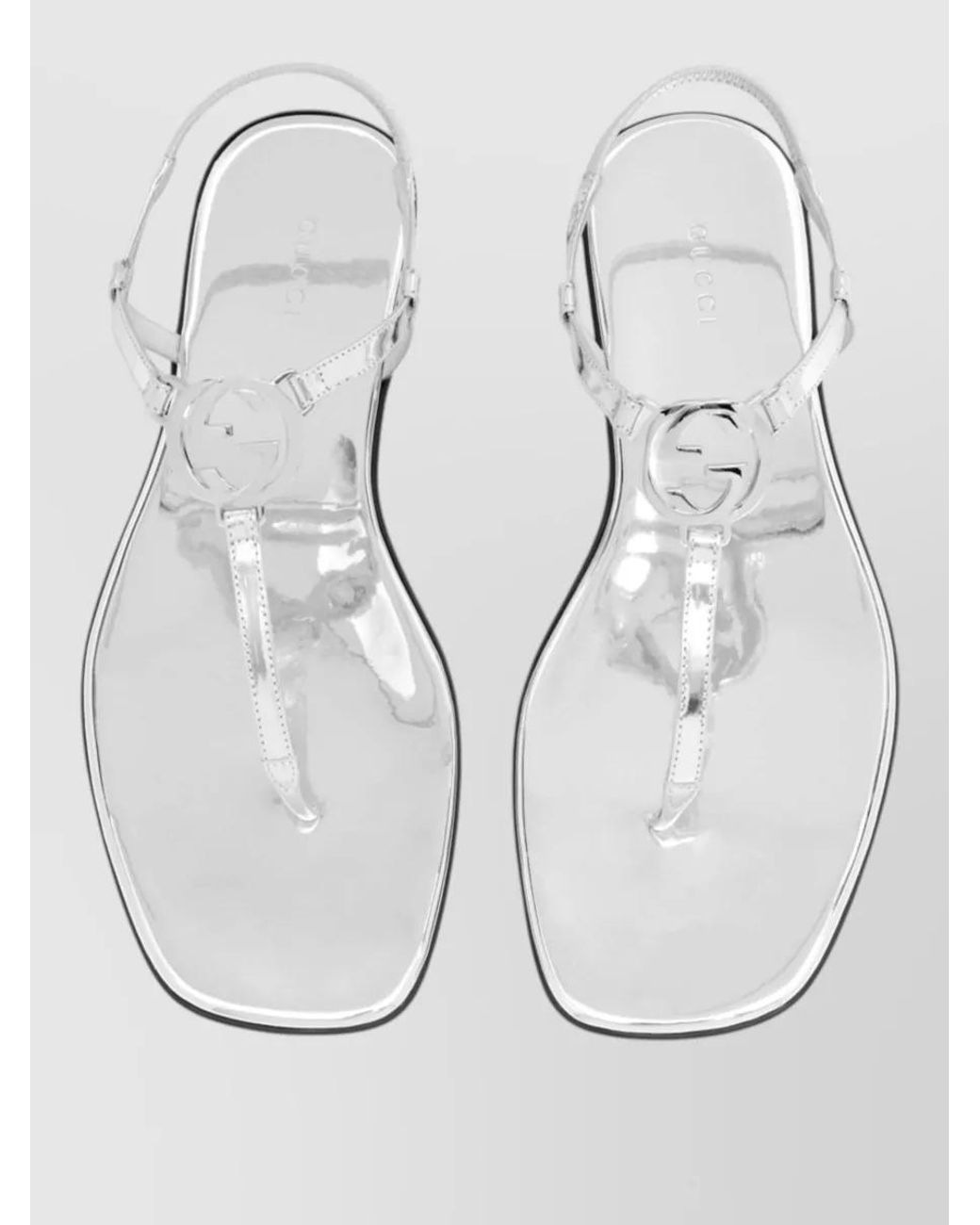 Gucci White Leather Thong Sandals