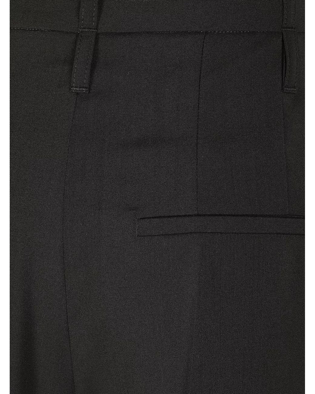 Max Mara Black Virgin Wool High-Rise Wide-Leg Suit Trousers