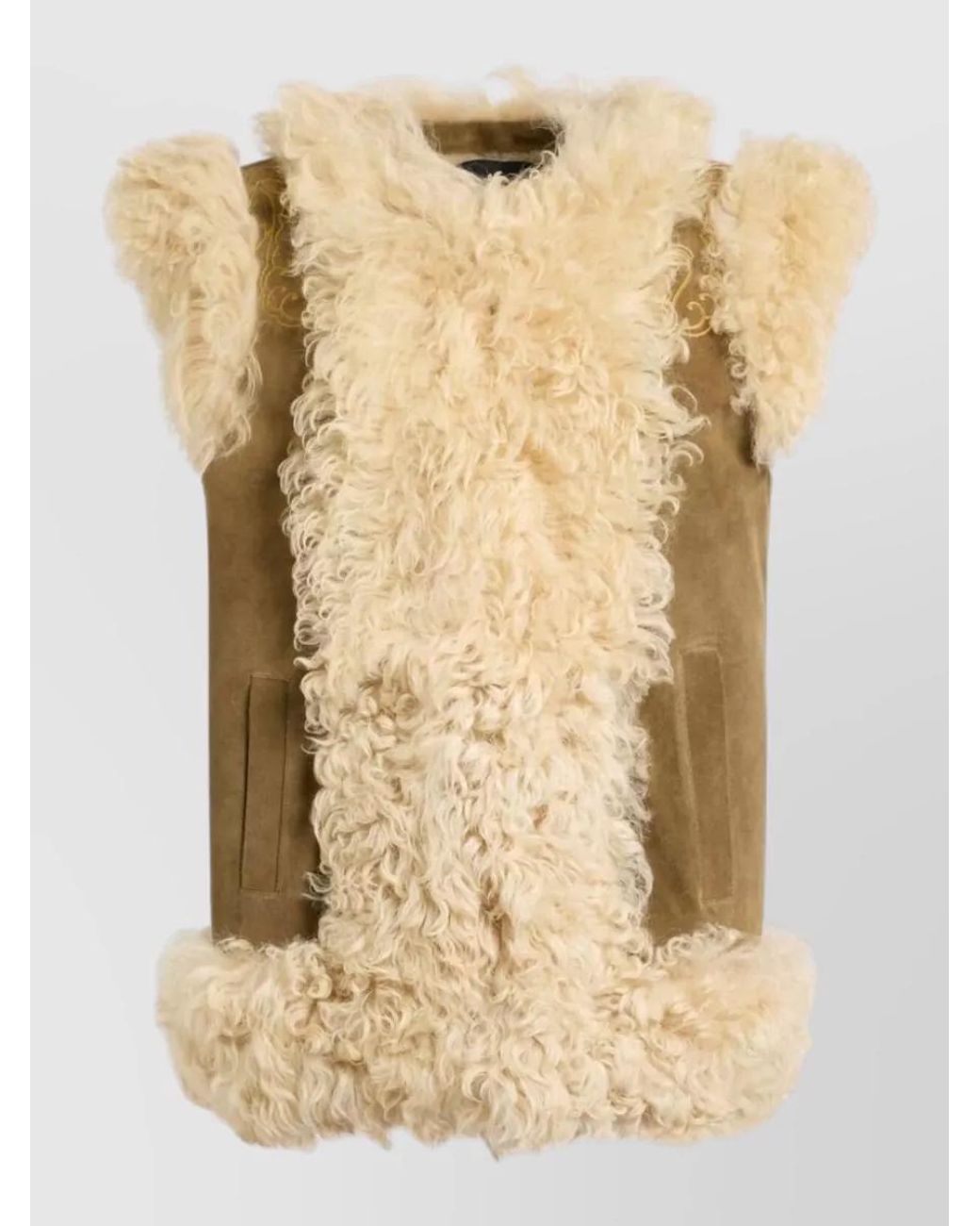 Etro Natural Shearling Embroidered Vest