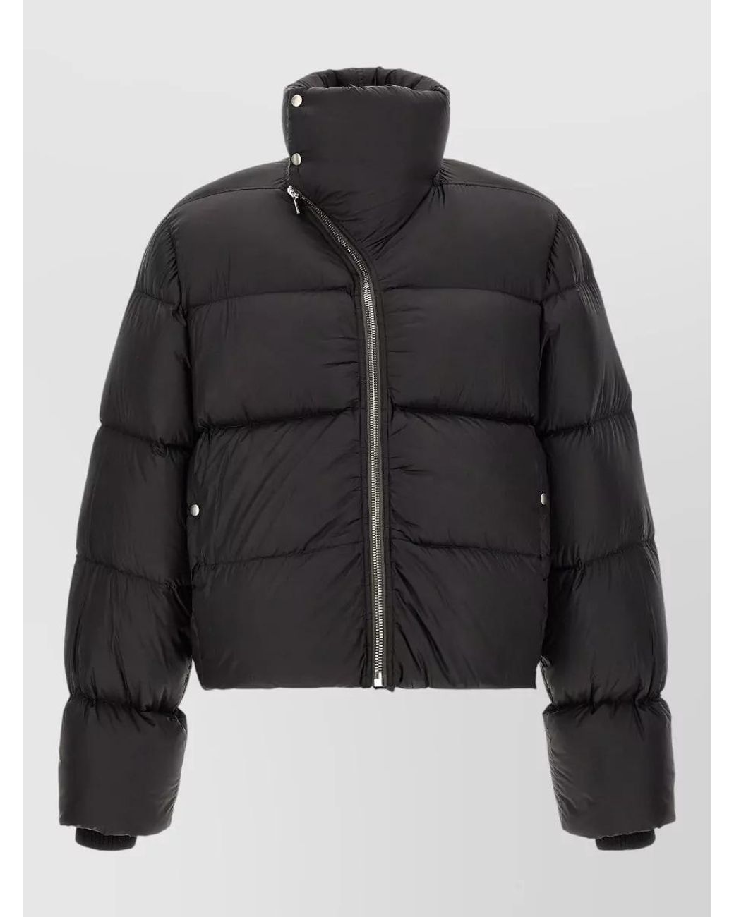 Rick Owens Black Down Cropped High-Neck Puffer Jacket for men