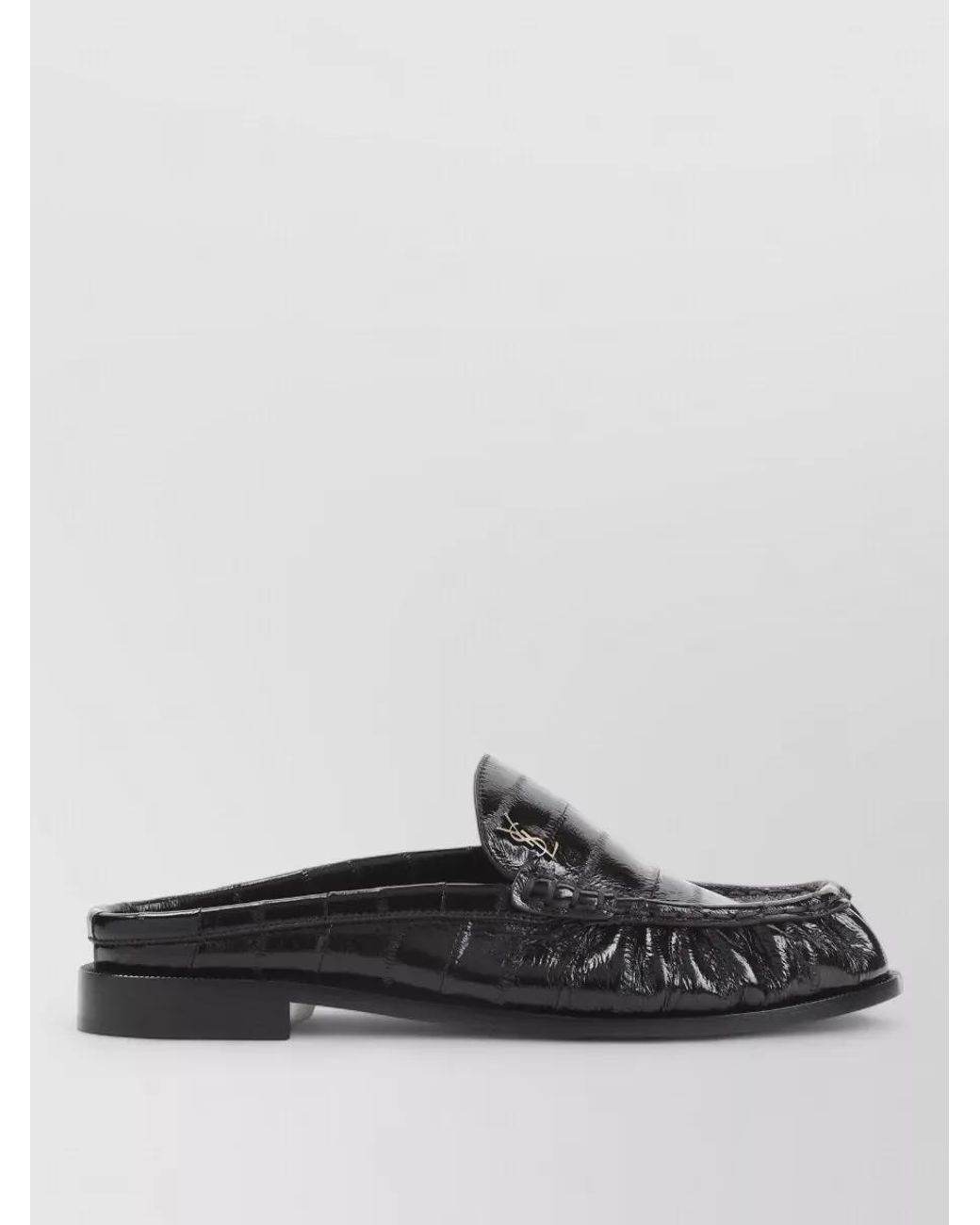 Saint Laurent Black Leather Backless Loafers