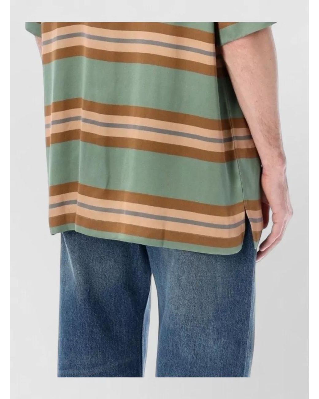 Dries Van Noten Blue Viscose Relaxed-Fit Striped Short-Sleeve Shirt for men