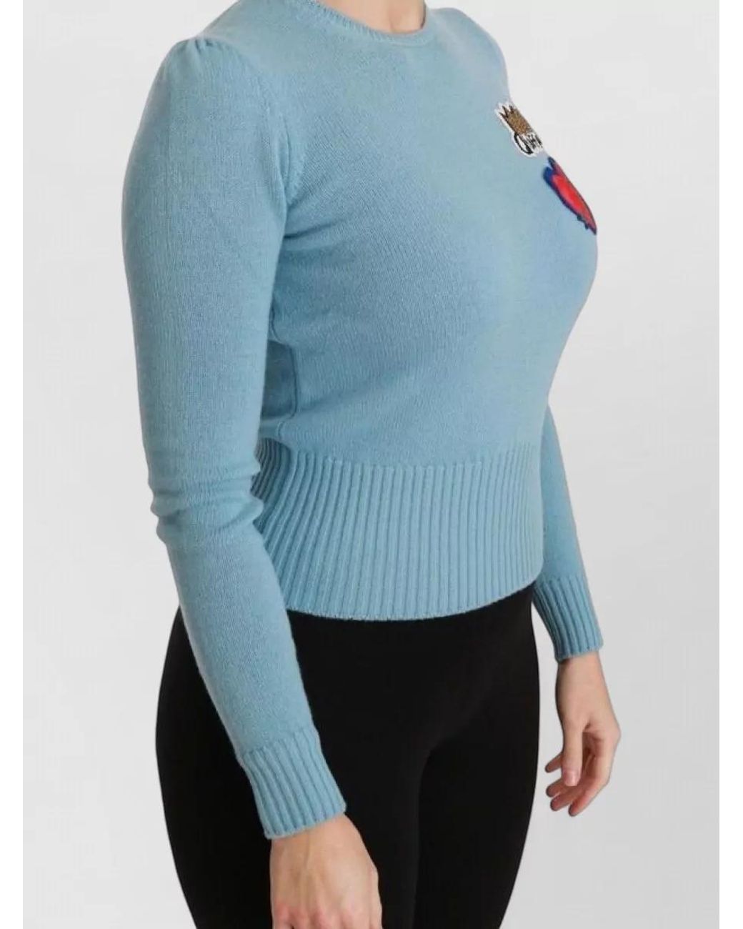 Dolce & Gabbana Blue Cashmere Slim-Fit Pullover Sweater