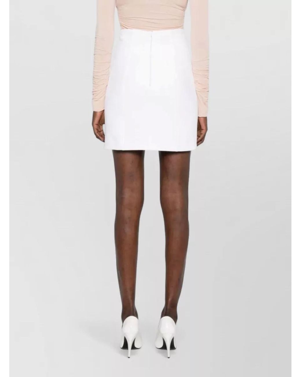 Elisabetta Franchi White Stretch Crepe Mini Skirt