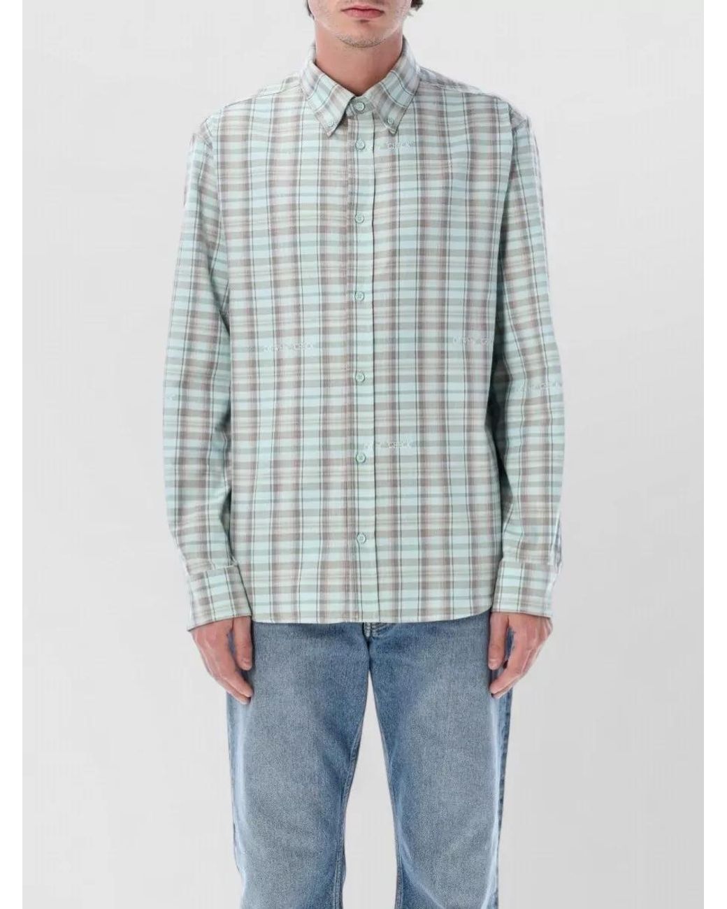 Off-White c/o Virgil Abloh Blue Checked Cotton Flannel Shirt for men