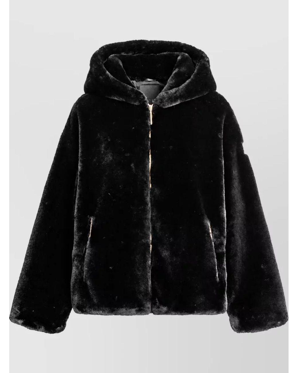 Tatras Black Faux Fur Hooded Coat