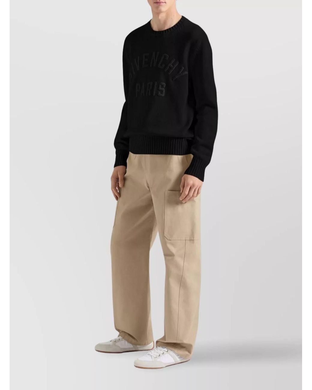 Givenchy Black Cotton Logo-Embroidered Crewneck Sweater for men